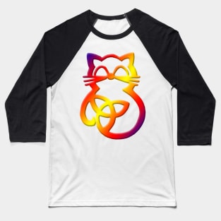 Rainbow Trinity Knot Celtic Cat Baseball T-Shirt